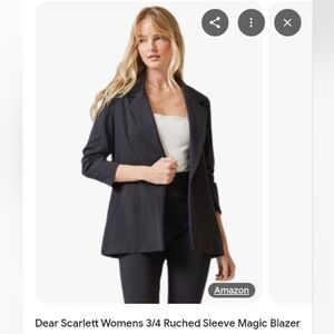 Nwt Dear Scarlett Womans Magic Ruched 3/4 Length Sleeve Navy Blazer Large